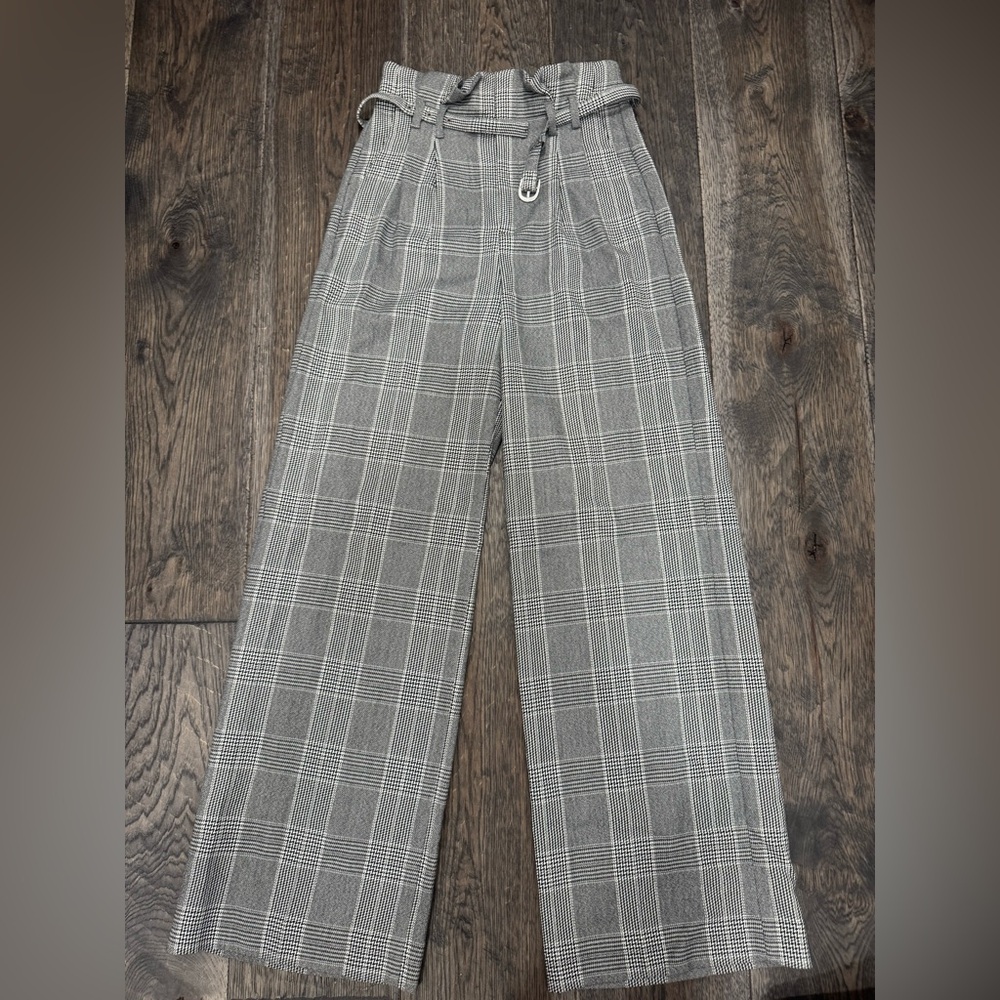 gray plaid ultra high rise pants
